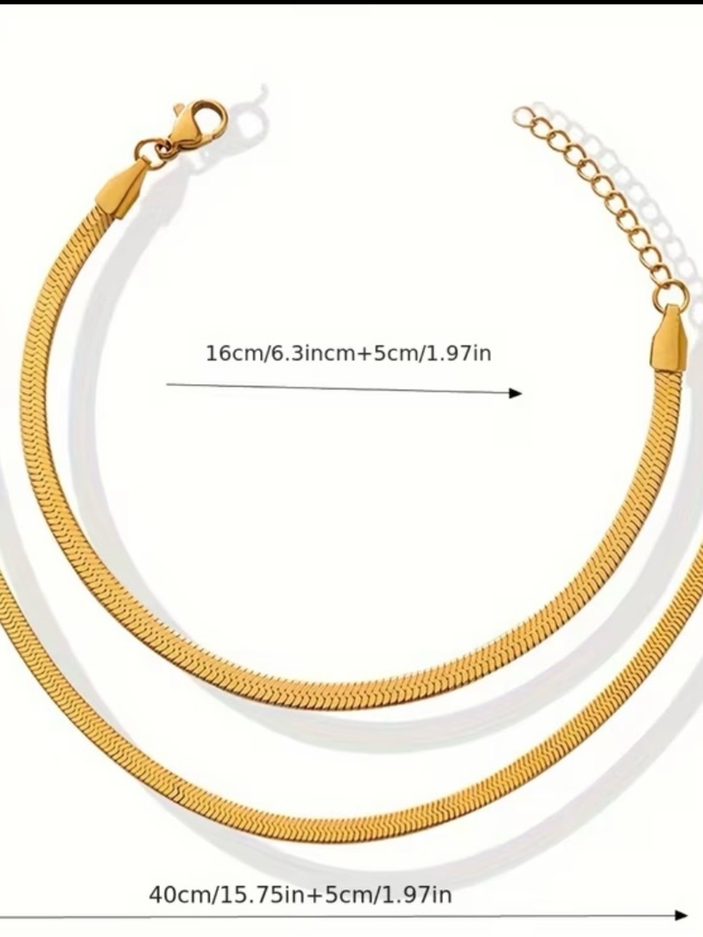Stainless Steel Gold Herringbone Choker Necklace and Bracelet Set NWOT! - Picture 4 of 4